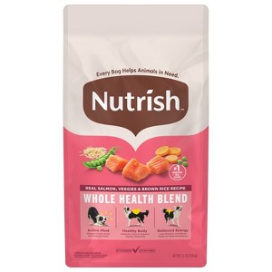 Nutrish Real Salmon Vegetable and Brown Rice Recipe Whole Health Blend Dry Dog Food - 1 of 4