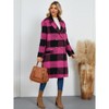 Womens Long Coats Brushed Flannel Plaid Double Breasted Trench Coat Windproof Lapel Thick Faux Woolen Coats Winter Warm Coats Long Outwear - 3 of 4