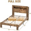 Zevemomo Full Size Bed Frame with Headboard,Built in LED Light Strip,Noiseless,No Box Spring Needed,Rustic Brown(Rectangular Slot) - 4 of 4