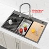 Cobbe Black 30" Multifunctional Drop-in Workstation Kitchen Sink, Stainless Steel Modern Single Bowl Kitchen Sink with Accessories - 4 of 4