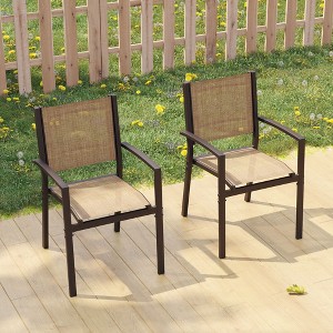 Sonkuki Outdoor Stacking Dining Chairs with breathable textile fabric - 1 of 4