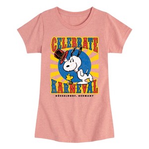 Girls' - Peanuts - Snoopy Celebrate Karneval Fitted Short Sleeve Graphic T-Shirt - 1 of 4