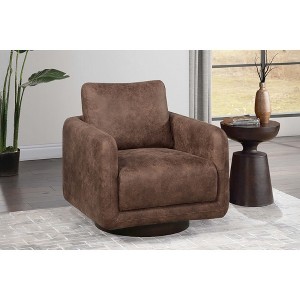 Swivel Accent Chair with Wooden Base and Low-Profile Modern Design for Living Room - 1 of 4