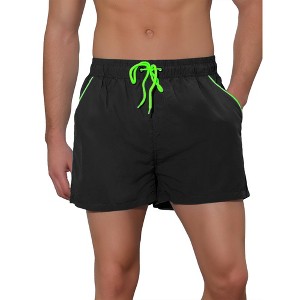 Lars Amadeus Men's Elastic Waist Solid Color Summer Sports Swim Board Shorts - 1 of 4