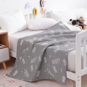 3 Layer Muslin Cotton Toddler Blanket, Super Soft and Warm Crib Blanket - NTBAY - 1 of 4