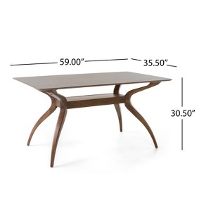 Salli Dining Table Natural Walnut - Christopher Knight Home: Mid-Century Modern, Seats 6, Trestle Base - 1 of 4