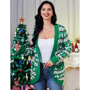 Women's Christmas Cardigan - Festive Knit Open Front Sweater with Holiday Patterns, Soft Long Sleeve Cozy Wrap for Xmas Party - 1 of 4