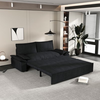 NicBex Couches for Living Room 63.8" Pull-Out Sofa Bed Multi-Functional Velvet Loveseat Sleeper Sofa Bed with Side Storage for Apartment