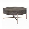 Royal Hampton 1 Drawer Round Modern Coffee Table with Crossed Metal Legs, Brown and Gold - 2 of 4
