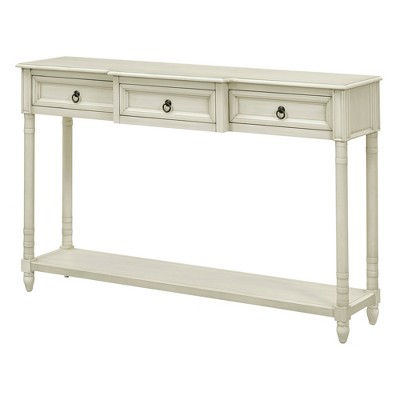 TiramisuBest Rustic Entryway Console Table, 60in Long Sofa Table with two Different Size Drawers and Bottom Shelf with Turquoise Green