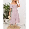 Maternity Dress Women's Square Neck Short Sleeve Baby Shower Photoshoot Smocked Maxi Dress - 2 of 4