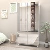 Vynxaria White 8-Tier Shoe Cabinet with Mirrored Door for Entryway - 2 of 4
