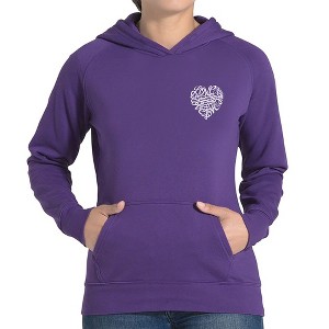 LA Pop Art Cursive Heart - Women's Word Art Hooded Sweatshirt - 1 of 4
