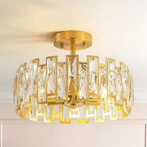 Rennnsan Bramblee 13"W 5-Light Drum Crystal Modern Glam Dimmable Semi Flush Mount - 1 of 4