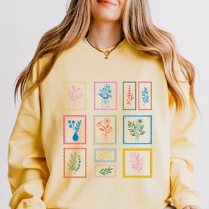 Simply Sage Market Floral Stamps Lightweight Garment Dyed Sweatshirt - 1 of 4