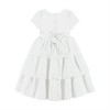 Andy & Evan  Toddler  Puff Sleeve Satin Tiered Dress. - 3 of 3