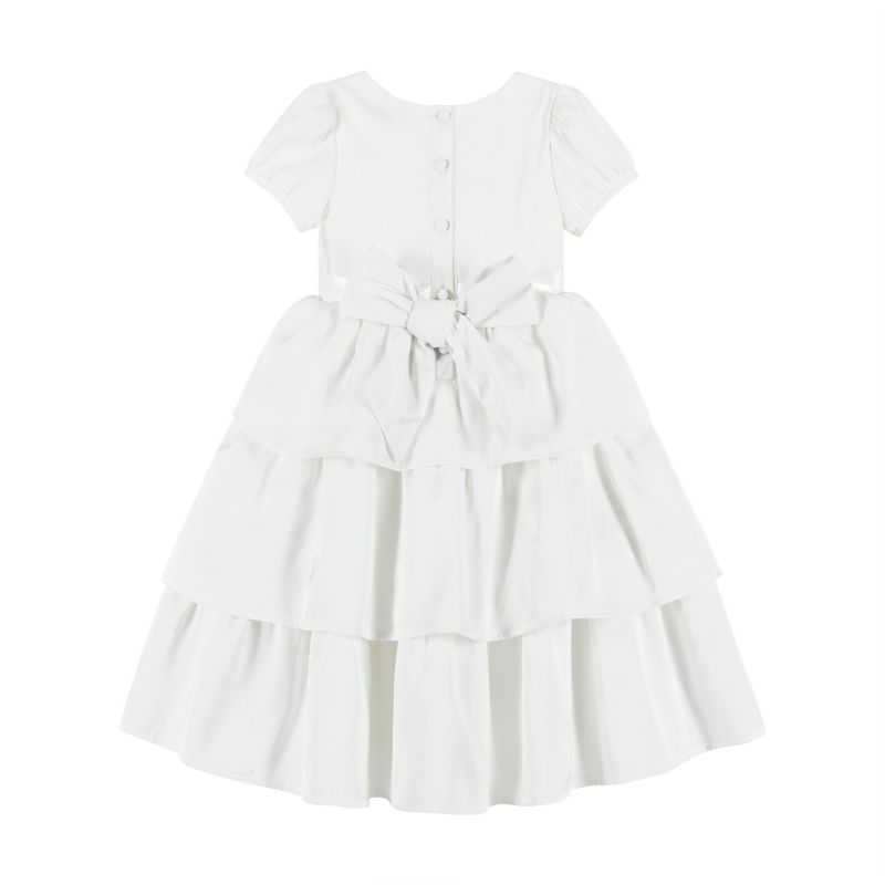 Andy & Evan  Toddler  Puff Sleeve Satin Tiered Dress., 2 of 3