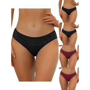 Allegra K Women's Plus Size Mid-Rise Available 5 Packs Hipster Underwear - 1 of 4