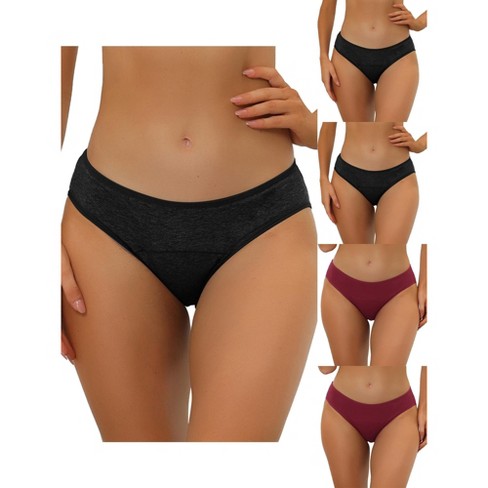 Allegra K Women's Plus Size Mid-rise Available 5 Packs Hipster Underwear Black/burgundy Small
