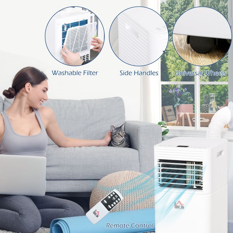 HOMCOM Mobile Portable Air Conditioner for Cooling, Dehumidifier, and Ventilating with Remote Control, for Home Office, 5 of 7
