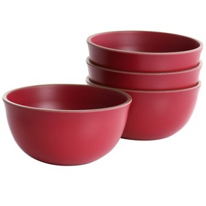 Gibson Home Rockabye 4 Piece Melamine Cereal Bowl Set in Dark Pink - 1 of 4