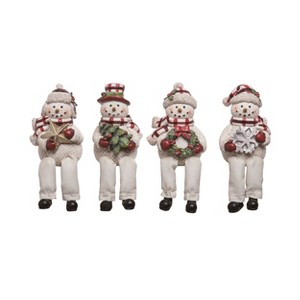 Transpac Resin Bright Plaid Snowman Sitter Set of 4 Christmas Home Decorations - 1 of 1