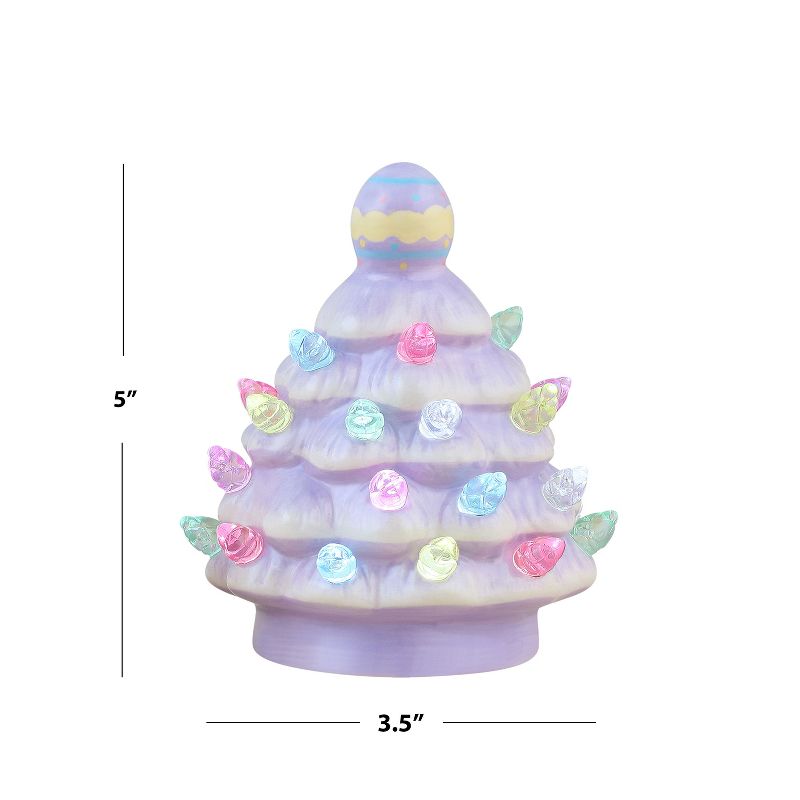 Mr. Cottontail Miniature Ceramic LED Easter Trees, Set of 3, 3 of 6