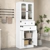 Whisen Verticle White Bathroom Storage Cabinet, Cabinet with Doors, Drawers and Adjustable Shelf - 2 of 4