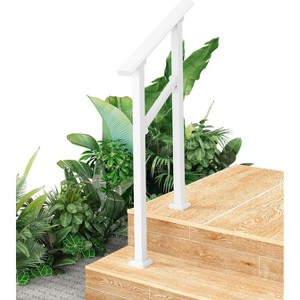 COZONY Metal Handrails for Outdoor Steps, Adjustable Stair Railing with All-Weather Coating, Heavy Duty Hand Rail Kit for Porch, Stairs, Balcony - 1 of 4