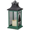 Northlight LED Candle With Christmas Tree Lantern - 12" - Green and Black - 4 of 4