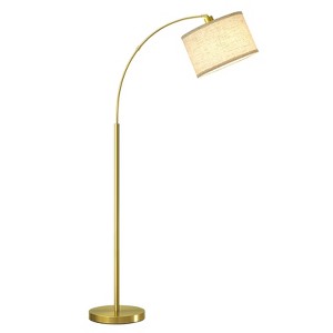 GTCLIGHTING Gold Modern Arc Floor Lamp, Tall Pole Lamp with On/Off Foot Switch, Adjustable Hanging Drum Shade, Reading Light for Bedroom, Office - 1 of 4
