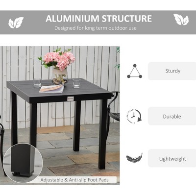 Maggift Patio End Table, Rectangular Outdoor Dining Table with All-Weather Faux Wood Top for Garden, Lawn, Patio, Silver, 47.25"*23.5"*21.25"