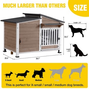 Aivituvin 39.7"L/55.9"L Heated Insulated Metal Frame Wooden Dog House-AIR7021-IN-HP - 1 of 4