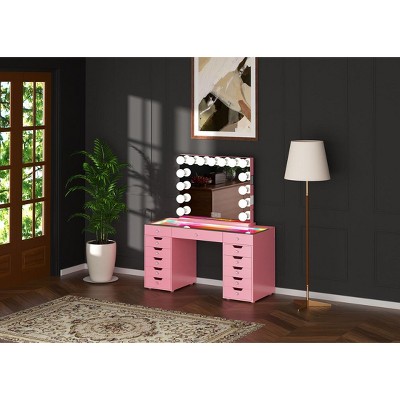 VANITII Eva-RGB Vanity Desk Set with Lights & LED Bulb Light Mirror