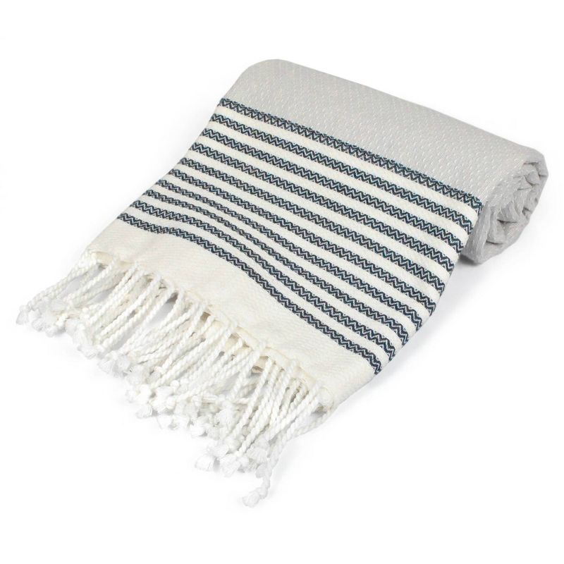 39&#34;x71&#34; Stitched Striped Fouta Towel Throw Blanket Navy - Design Imports, 3 of 9