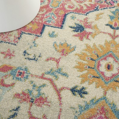 Passion Floral Symphony Blue Rectangular 6'7" x 9'6" Synthetic Rug