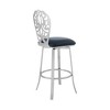 30" Faux Leather Bar Stool with Brushed Stainless Steel Base and 360-Degree Swivel for Kitchen or Bar Area - 4 of 4
