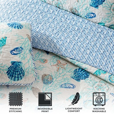 Coral Bliss Full/Queen Reversible Microfiber Quilt Set