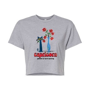 Women's - Pete the Cat - Capricorn Cropped Graphic T-Shirt - 1 of 4
