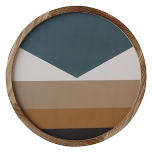 VIP Wood 18 in. Blue Round Framed Abstract Wall Art - 1 of 2