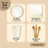 Juvale 144 Piece White and Gold Party Supplies with Plates, Napkins, Cups, Cutlery for Birthday, Wedding, Serves 24 - 4 of 4