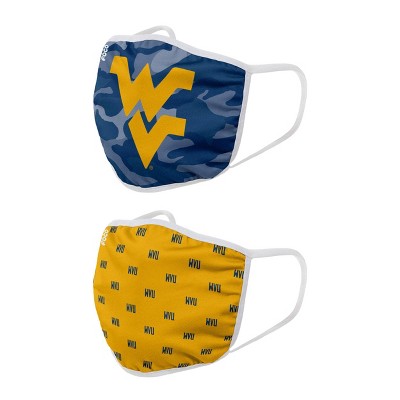 NCAA West Virginia Mountaineers Youth Clutch Printed Face Covering 2pk