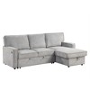 VYNXARIA U_STYLE Upholstery Sleeper Sectional Sofa with Storage Space, USB port, 2 cup holders on Back Cushions,Gray - 3 of 4