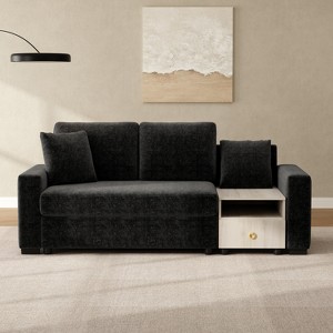 Christopher Knight Home Arvi 79.3'' Modern Chenille Upholstered Loveseat with Console, Storage Armrest and Pillows - 1 of 4