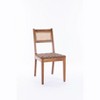 PAGED Dining Chairs Set of 2 Wood Dining Room Chairs with Rattan Woven Strips Backrest and Faux Leather Woven Seat for Dining Room, Kitchen, Brown - 4 of 4