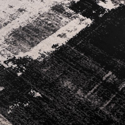 Black and Gray Abstract 5' x 7' Stain-Resistant Area Rug