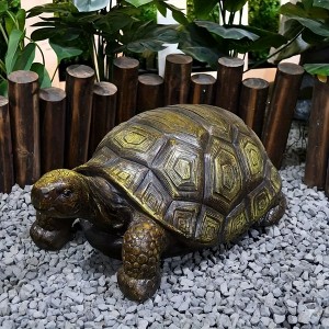 SEVOBAL 21.3" 3D Turtle Realistic Garden Sculpture Shell Outdoor Indoor Decor Lawn Balcony Patio Unique Gift DIY Landscape Art, Gold, 21.2"*12.5"*9" - 1 of 4