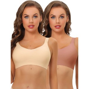 Allegra K Women's Adjustable Wide Straps No Show Smooth Comfort Wireless Minimizers Bras 2 Pcs - 1 of 4