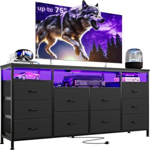 10 Drawer Dresser Tv Stand for 65 70 75 Inch Tv, 63" W Long Fabric Dresser Entertainment Center - 1 of 4