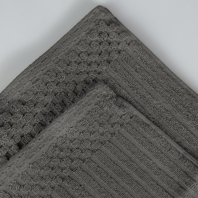 Dark Grey Heavyweight Cotton 12-Piece Towel Set with Ribbed Border